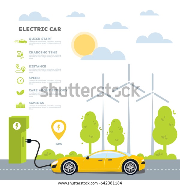 Electric car background\
infographics