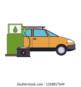 Electric car and electric battery blue lines