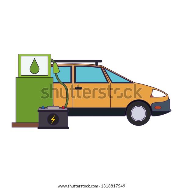 Electric car and\
electric battery blue\
lines