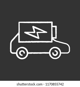 Electric car battery charging chalk icon. Automobile battery level indicator. Eco friendly auto. Isolated vector chalkboard illustrations