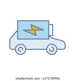 Electric car battery charging color icon. Automobile battery level indicator. Eco friendly auto. Isolated vector illustration