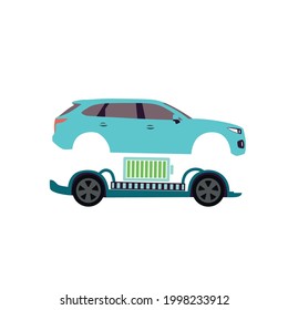 Concepto vectorial de diseño plano de la batería del coche eléctrico