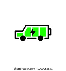 Elektrische Autobatterie mit vollem Logo, Vektorsymbol
