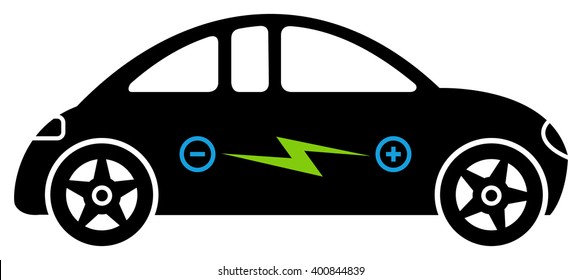 Electric car, electric car with battery, modern electric car, electric car icon, electric car black and white, electric hybrid car, electric car accumulating, electric car loading