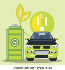 electric car battery outlet ecology technology vector illustration