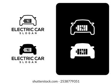 electric car and battery power icon logo design vector, EV car, Green hybrid vehicle logo, Eco friendly vehicle concept, Vector illustration