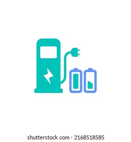 electric car battery storage charging station icon vector illustration. voltage refuel terminal with ion lithium stock and indicator symbol graphic design.