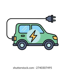 Electric car being charged from an external power source