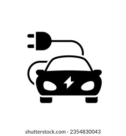 Electric car black glyph icon