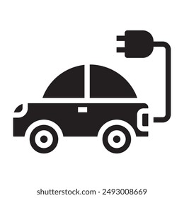 Icono de coche eléctrico negro. Ilustración vectorial.