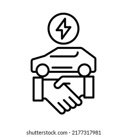 Electric car business icon. simple design. Line vector. Isolated on white background.