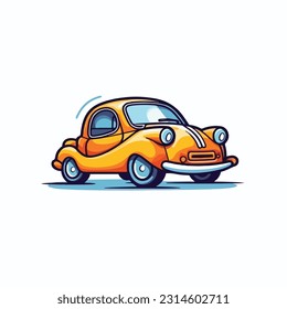 electric car cartoon style color minimalist white backgrond