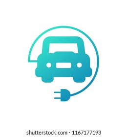 Electric Car Charge Parking Icon On White Background. Vector Stock Illustration.