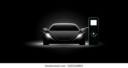 Electric car charge station, ev charge station vector concept. Electric vehicle charger energy background.