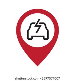 Electric car charge station map pointer, EV charging point GPS pin, Vector illustration