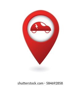 Electric car charge station map pointer, pin.