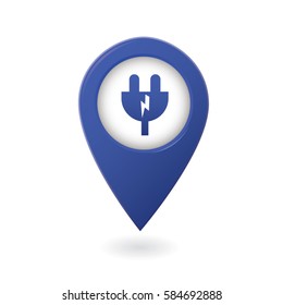 Electric car charge station map pointer, pin.