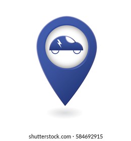 Electric car charge station map pointer, pin.