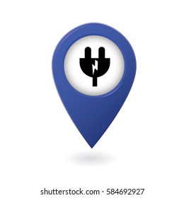 Electric car charge station map pointer, pin.