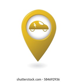 Electric car charge station map pointer, pin.
