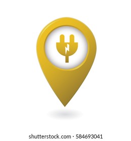 Electric car charge station map pointer, pin.