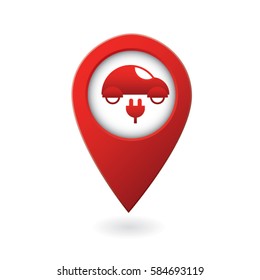 Electric car charge station map pointer, pin.