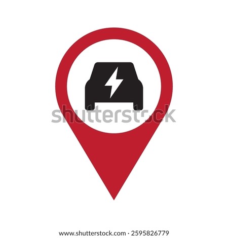 Electric car charge station map pointer, EV charging point GPS pin, Vector illustration