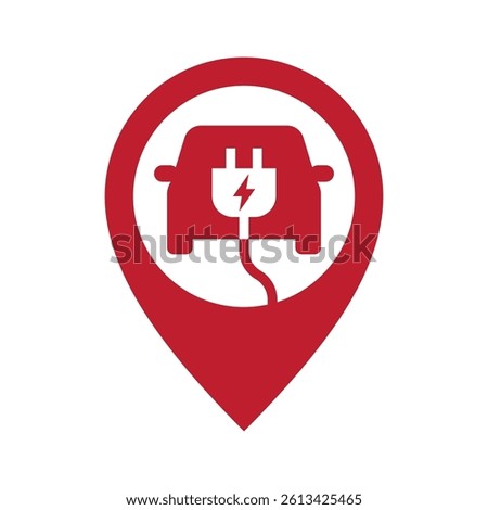 Electric car charge station map pointer, EV charging point GPS pin, Vector illustration