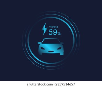 Electric car charged battery level indicator. Eco friendly vehicle concept. Vector illustration.