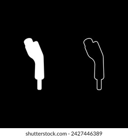 Electric car charger charging plug Ev set icon white color vector illustration image solid fill outline contour line thin flat style