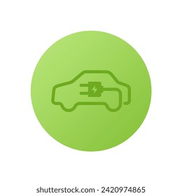 Electric car charger icon on white background. Green illustration. Green energy.