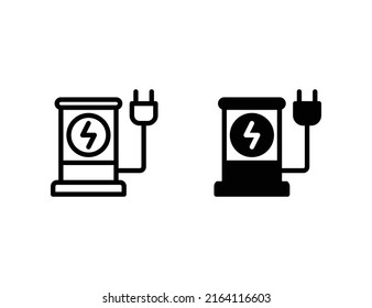 electric car charger icon. outline icon and solid icon