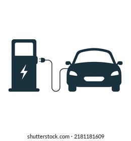 Electric Car Charger Silhouette Icon. Charge Station for Ecology Hybrid Vehicle Glyph Pictogram. Electric Car Recharge Sign. Eco Electro Energy for EV. Transport Charger. Isolated Vector Illustration.