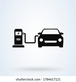 cargador de coche eléctrico. ilustración de diseño de iconos simple y moderno.