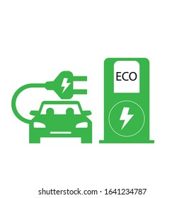 Electric car. The electric car is charging