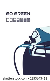 Electric car charging background. Electronic vehicle power dock. Green energy concept. Poster