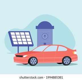 Fondo de carga del coche eléctrico en concepto plano