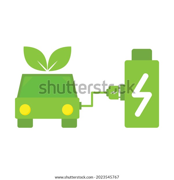 electric car charging battery in\
charging station. electric car with battery illustration concept.\
