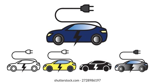 Concepto de carga de coche eléctrico con varias opciones de color para el transporte sostenible