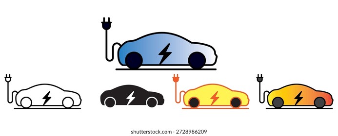 Concepto de carga de coche eléctrico con varias opciones de color para el transporte sostenible