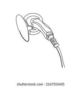 electric car charging continuous single line vector illustration