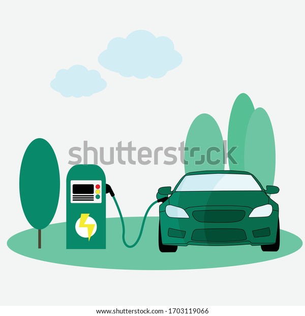 The electric\
car is charging with\
electricity
