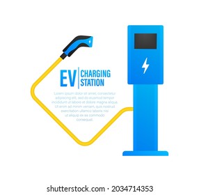 Electric car charging. EV station. Vehicle standing.