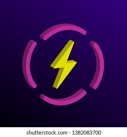 Electric Car charging flat vector icon. Electro battery power vehicle symbol or charging station sign logo. Yellow isometric lightning icon.