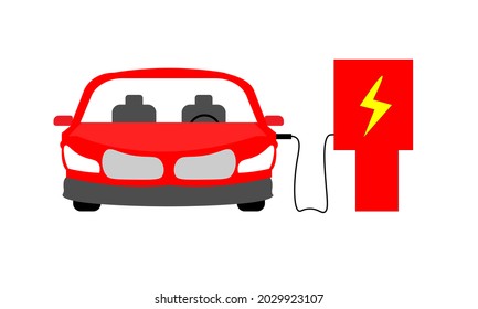 Electric car charging. Charging the future car. Vector Illustration.