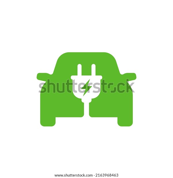 electric car charging icon. electric charge\
substation. vector illustration. green. white background. isolated\
object. flat design