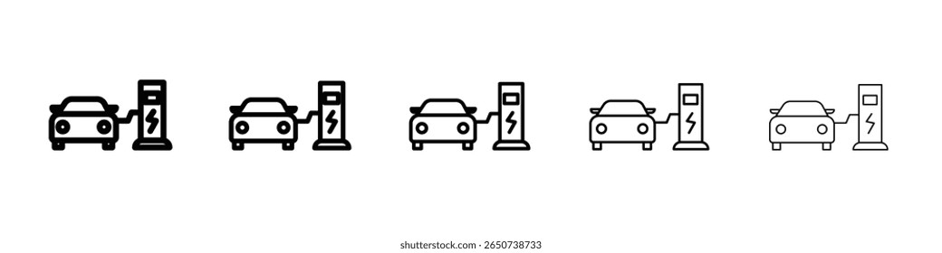 Icono de carga de coche eléctrico conjunto de ilustración plana logo
