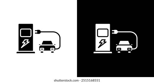 Electric Car Charging icon Outline sign symbol set