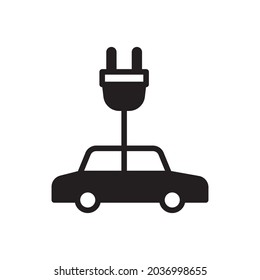 coche eléctrico - icono del coche de carga - icono del coche renovable