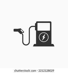 Electric Car Charging Icon or Electric Car Charging Station Icon Isolated. For electric car charging icons on websites and apps. As an element in the concept of electric cars and battery charging.